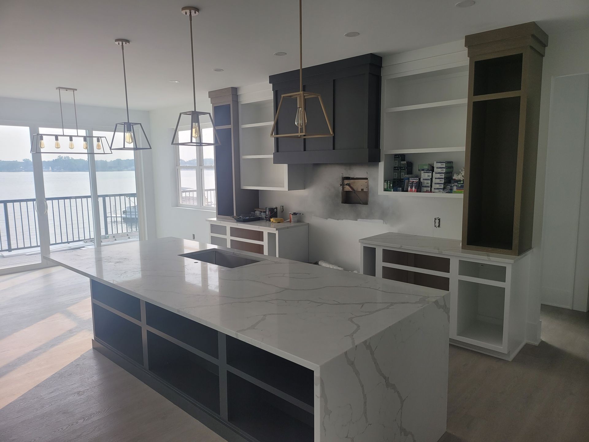 Sprayed newly built kitchen cabinets